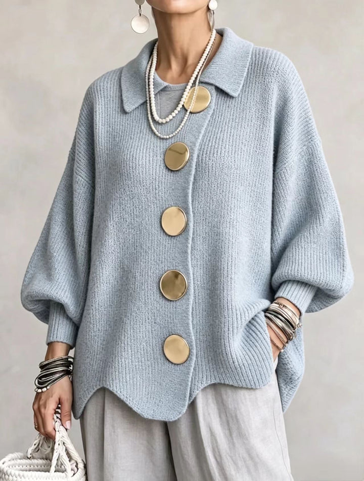 Teresa | Oversize Kardigan z Metalowymi Guzikami