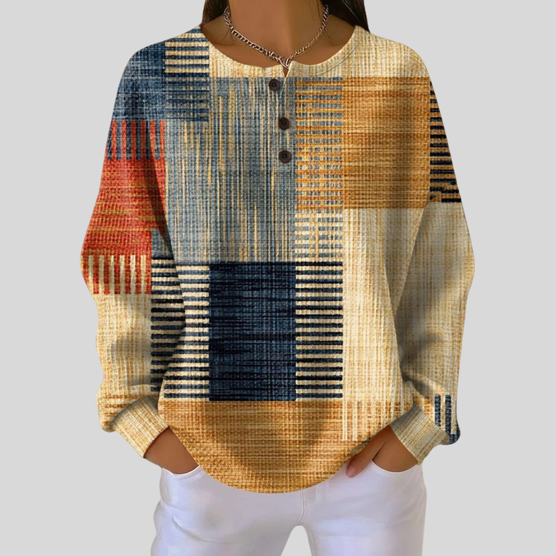 Estera | Top henley z artystycznym wzorem