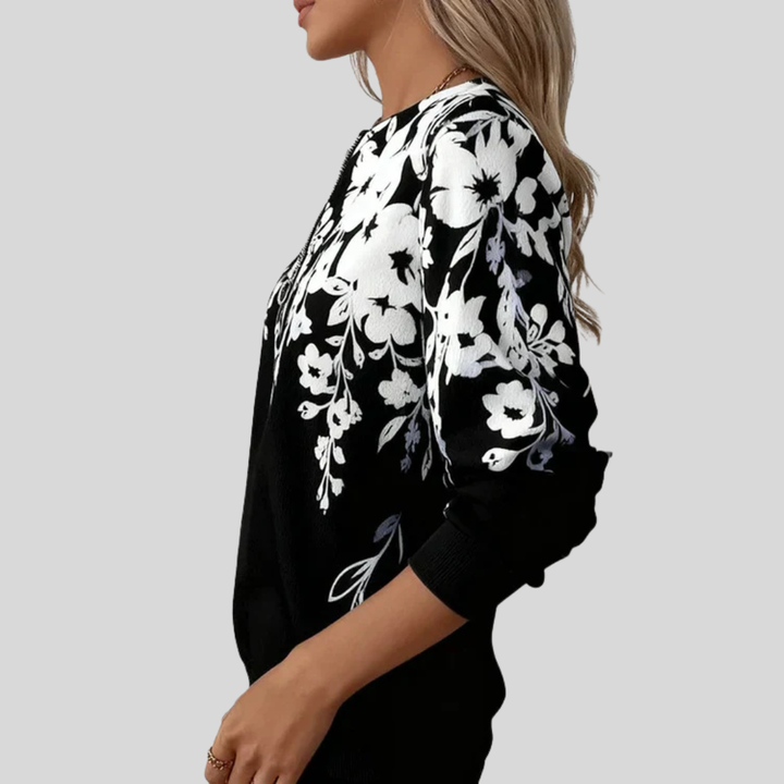 Penelopa | Bluza z kwiecistym zamkiem