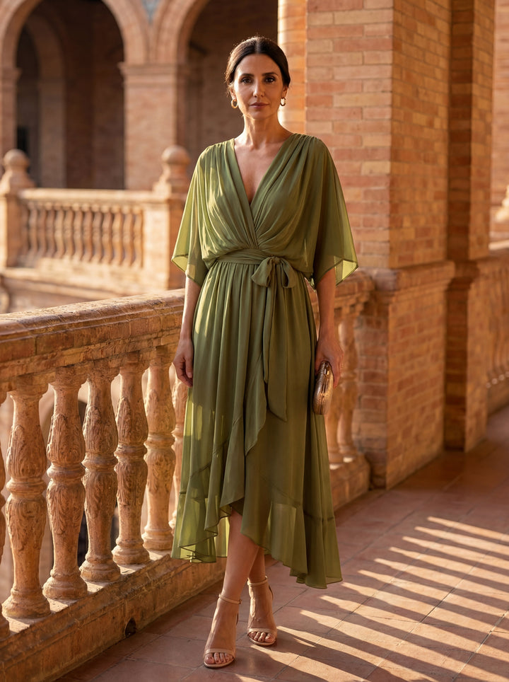 Dabrowska | V- Neck Midi sukienka
