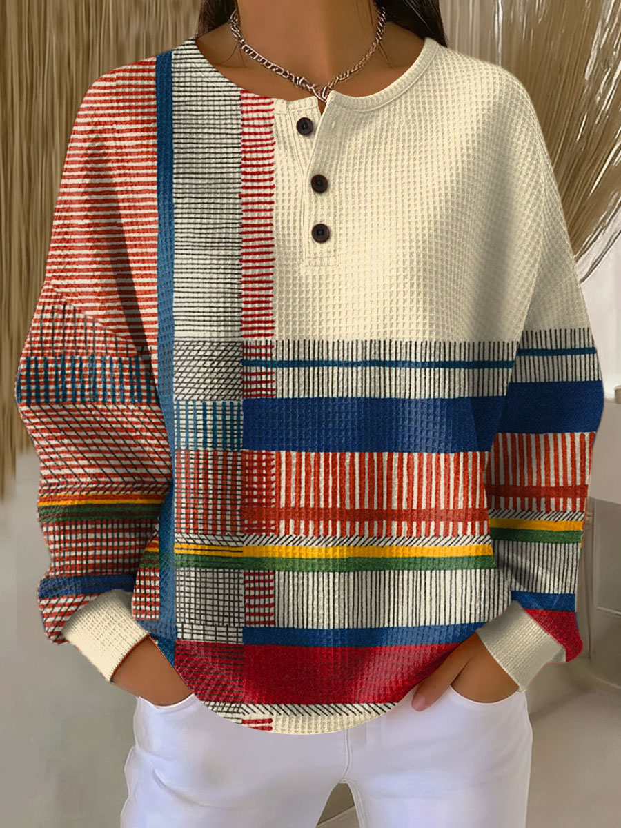 Lena | Ciepla Bluza z Dzianiny Waffle