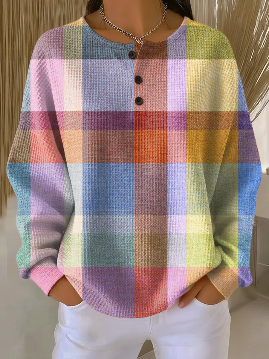 Lena | Ciepla Bluza z Dzianiny Waffle
