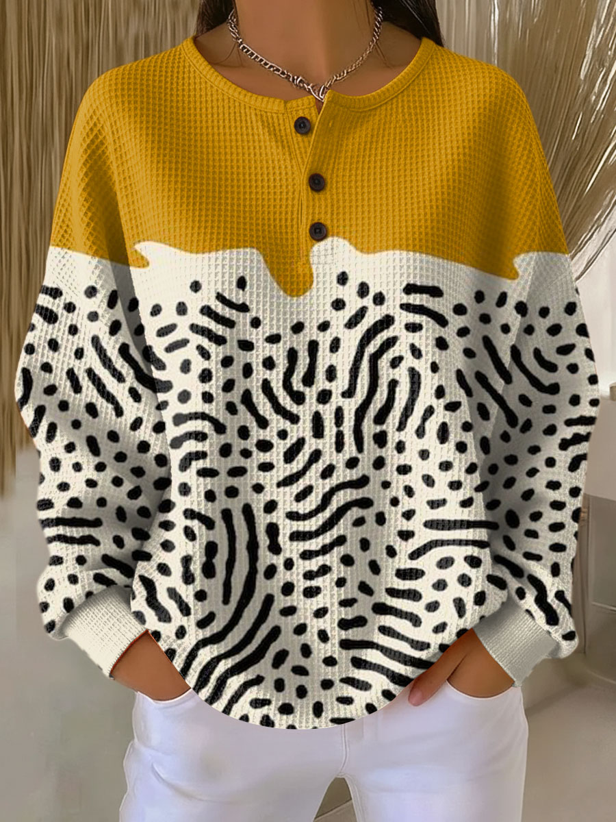 Lena | Ciepla Bluza z Dzianiny Waffle