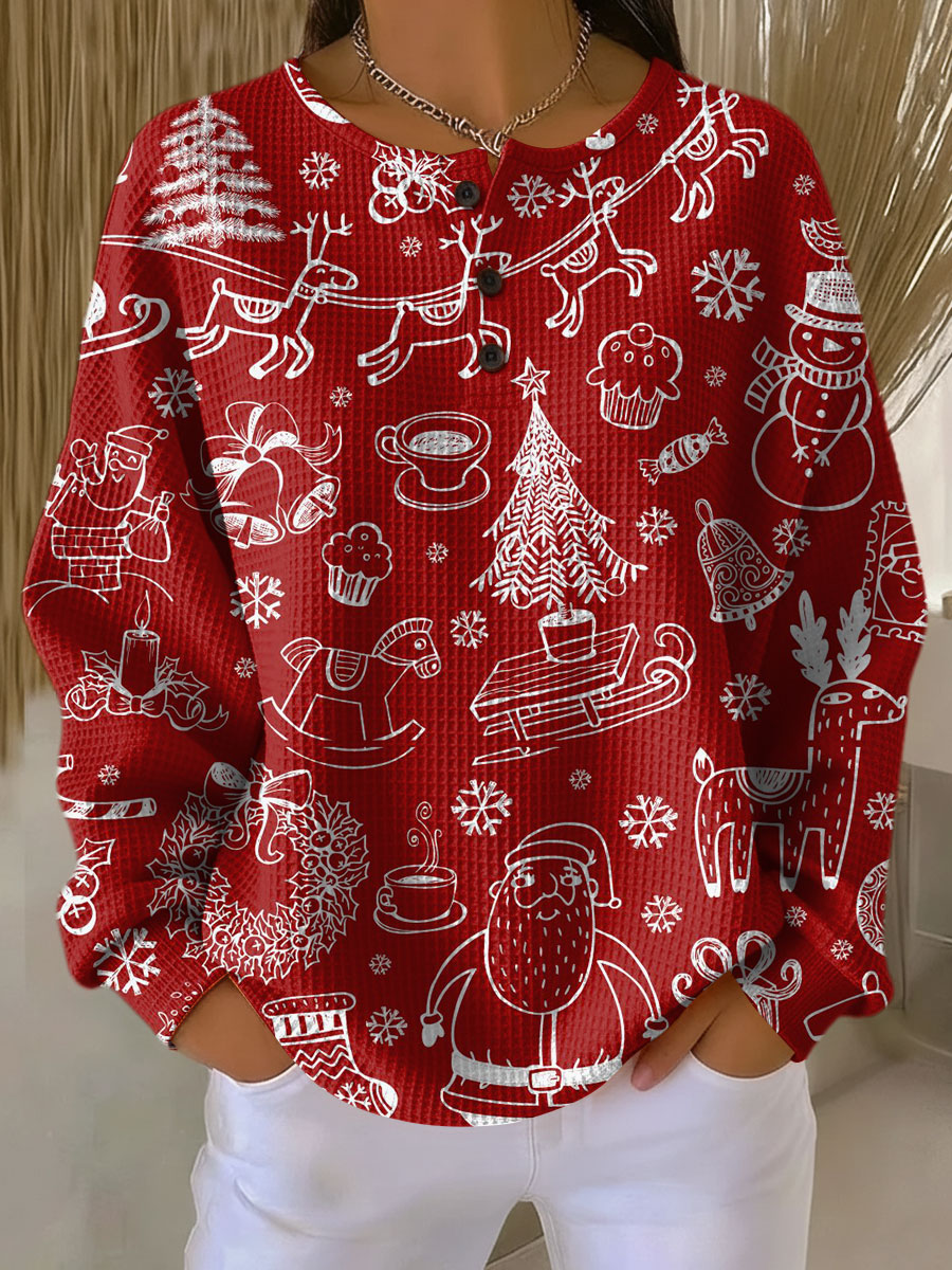 Lena | Ciepla Bluza z Dzianiny Waffle