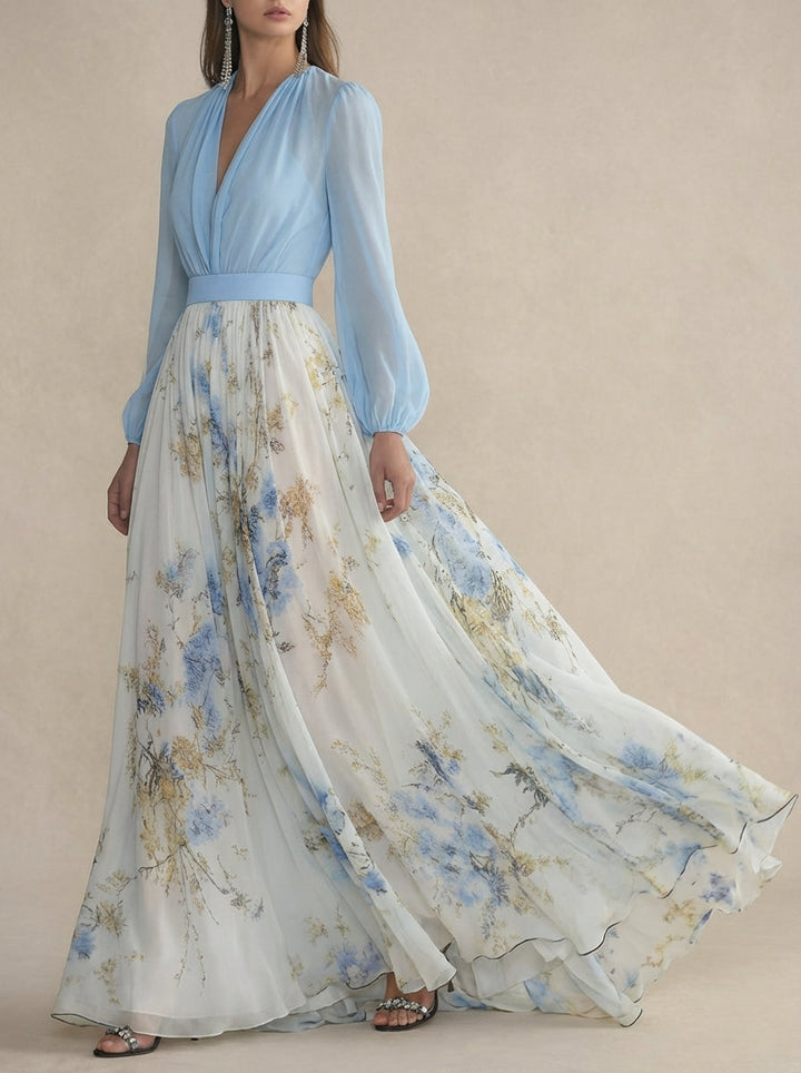 Dabrowska | Kwiat Chiffon Maxi sukienka