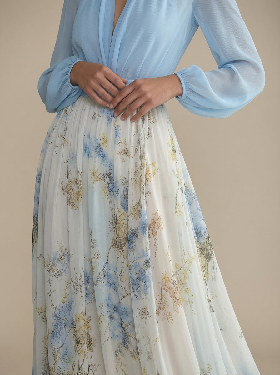 Dabrowska | Kwiat Chiffon Maxi sukienka
