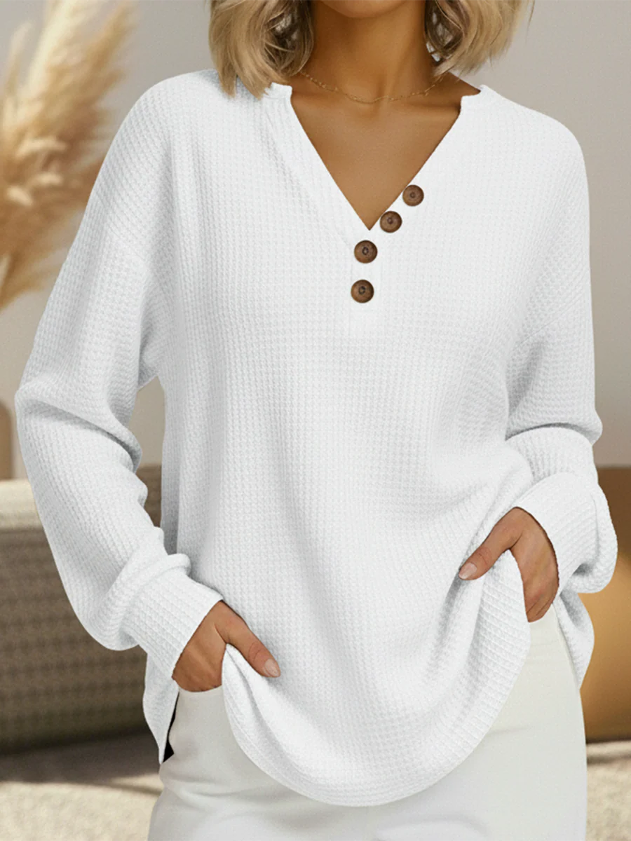 Lena | Ciepla Bluza z Dzianiny Waffle