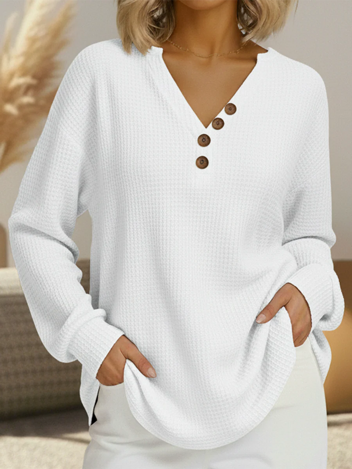Lena | Ciepla Bluza z Dzianiny Waffle