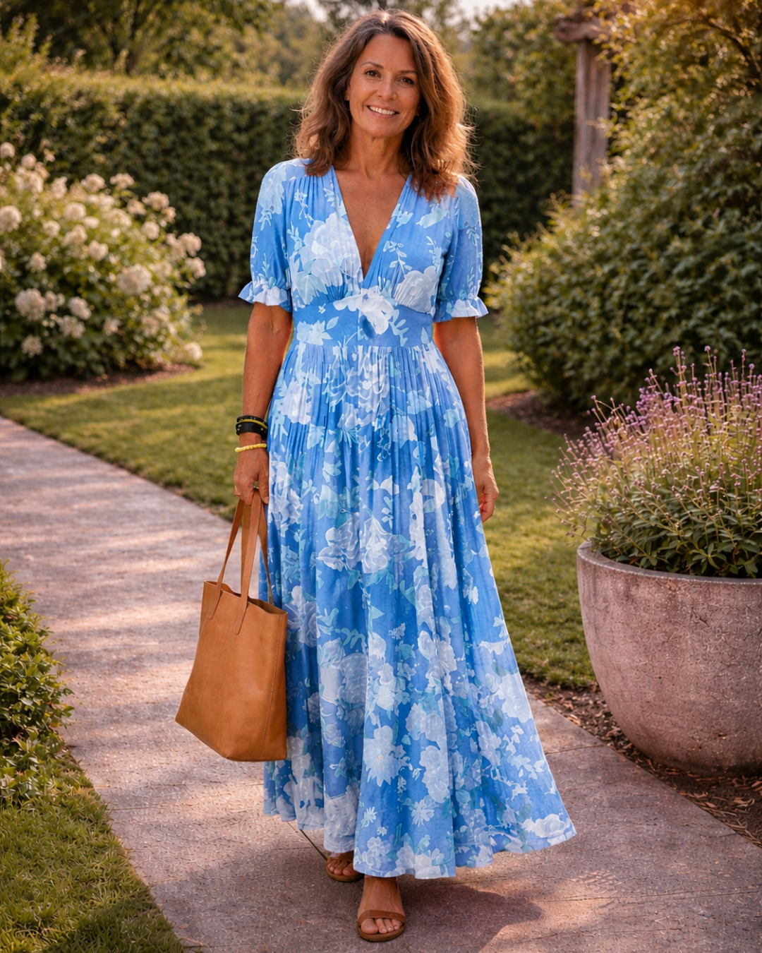 Dabrowska | Kwiat V- Neck Maxi sukienka