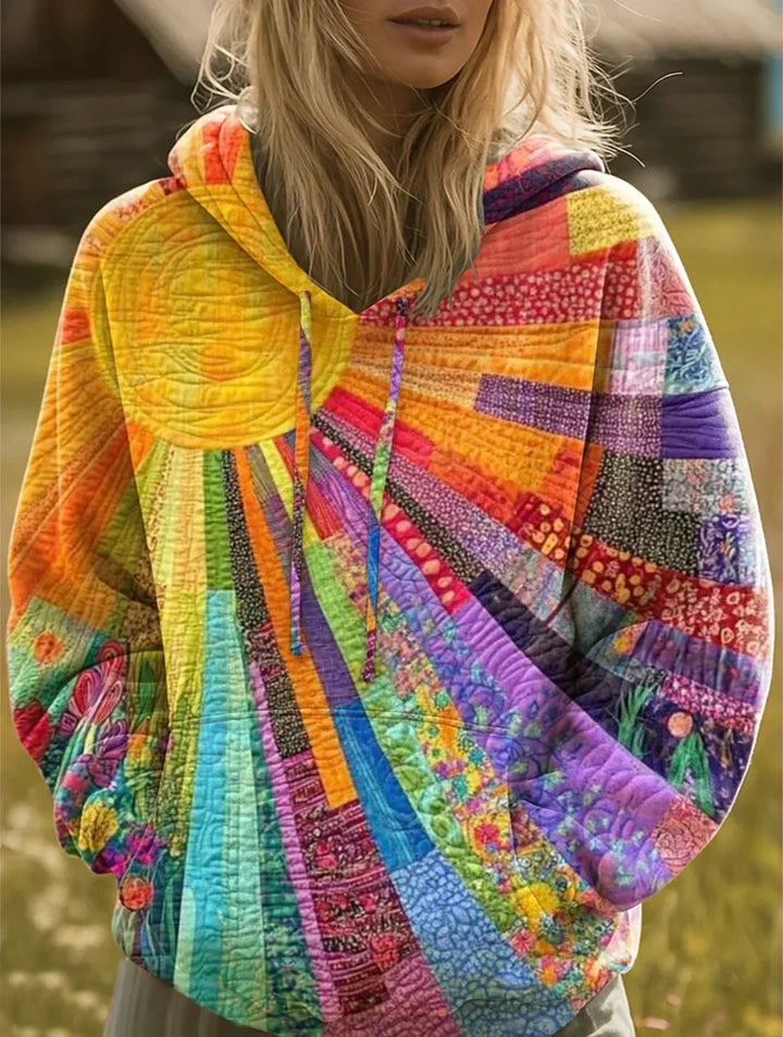 Kinga | Kolorowa Bluza z Kapturem w Stylu Boho