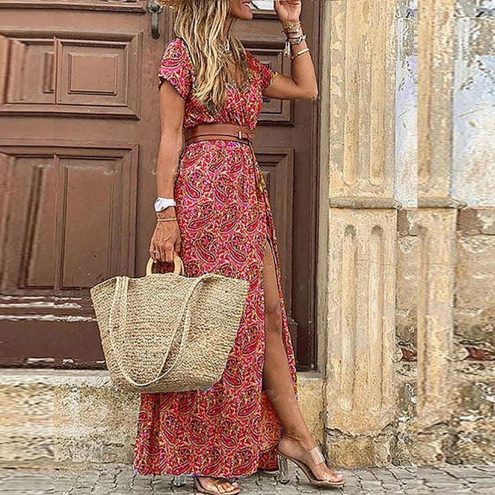 Dabrowska | Kwiat Belted Maxi sukienka