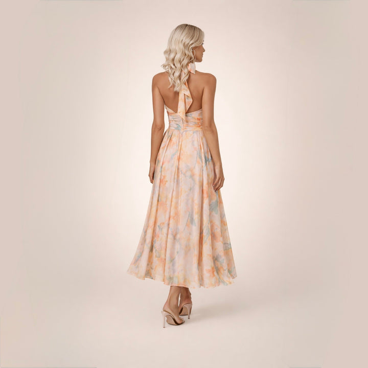 Sandra | Elegancka akwarelowa sukienka maxi na lato