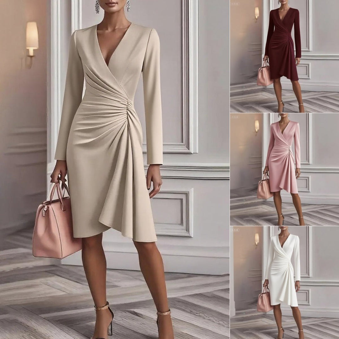 Dabrowska | Drapted V- Neck Midi sukienka