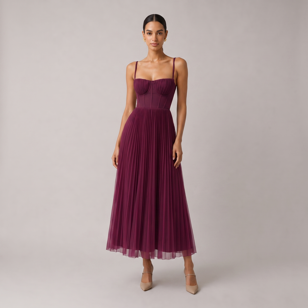 Natalia | Elegancka Sukienka Midi z Gorsetem